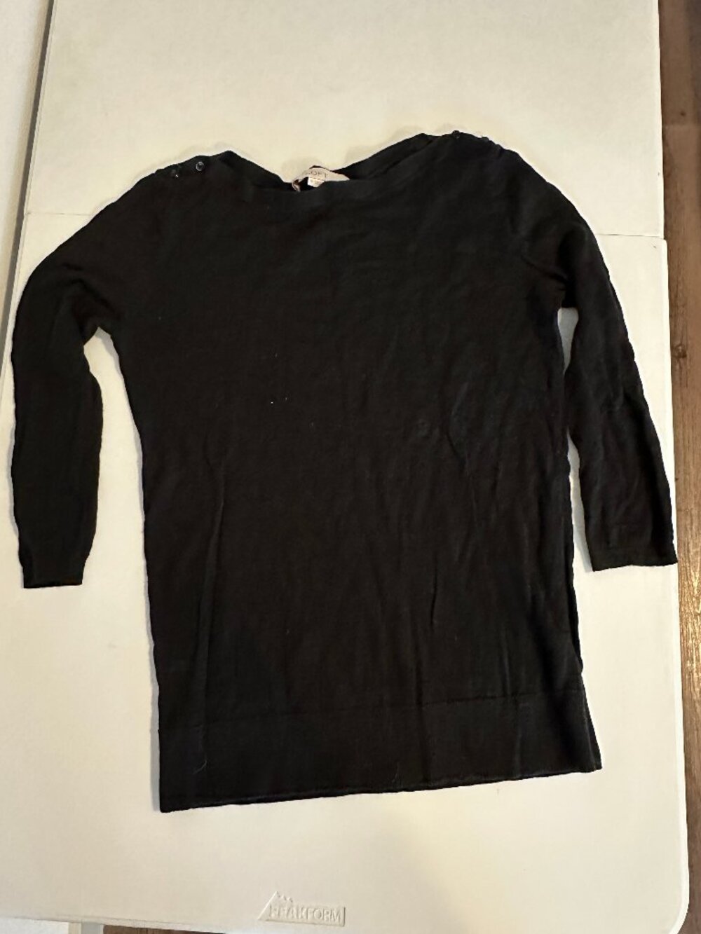 LOFT Black Boat Neck Button Shoulder Sweater Size M VGUC